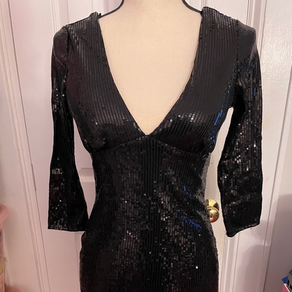 Black Sequin Mini Dress - Picture 1 of 3